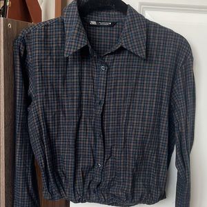 Zara Cropped Sinched Waist Flannel